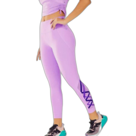 Fabletics Powerhold Dynamic High-Waisted Lattice Leggins Size XS Women Purple - Picture 9 of 9